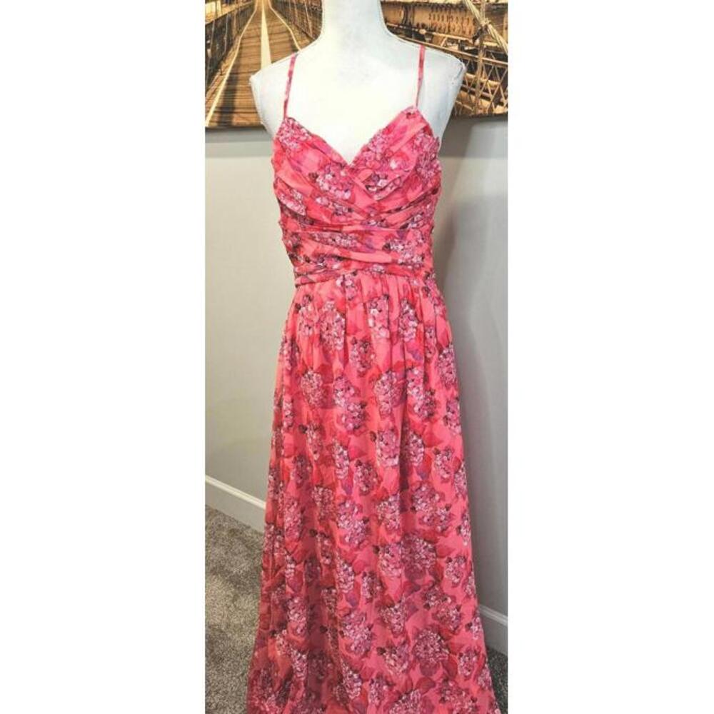 Faeriesty Whimsy &  Flowy Pink Floral Floor Length Gown Women's  Large